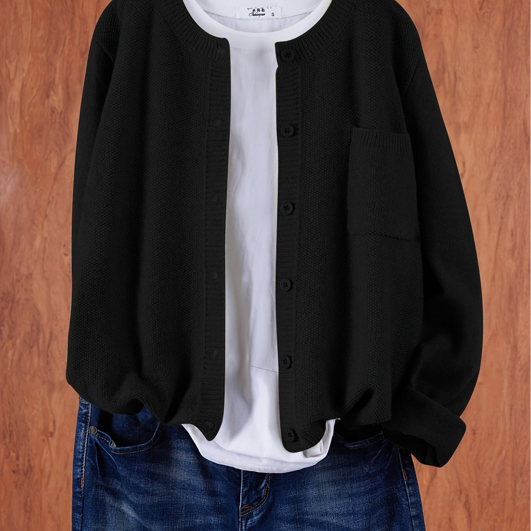 Anja – Lockerer Cardigan mit Knopfleiste & Taschen