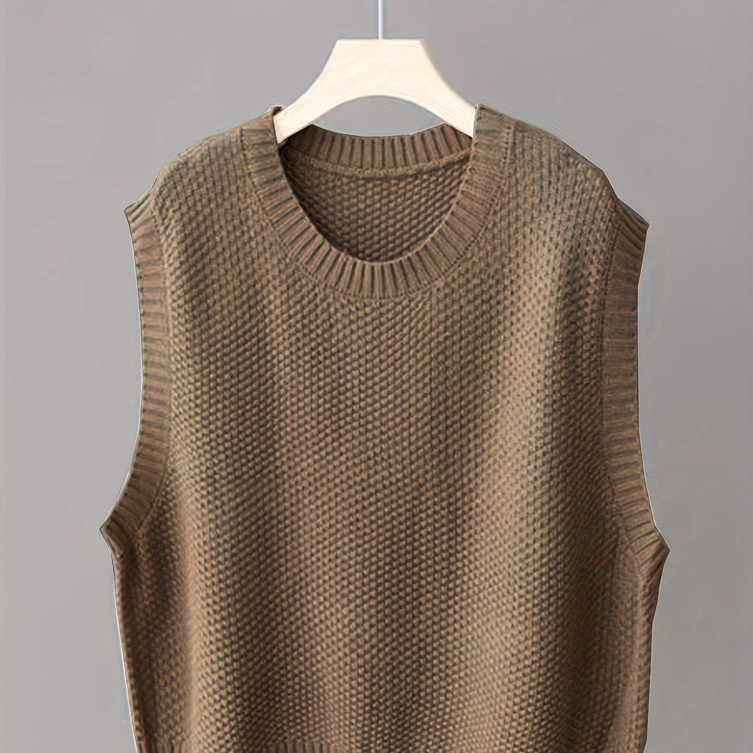 Inara – Damen ärmellose Strickweste mit Rundhalsausschnitt