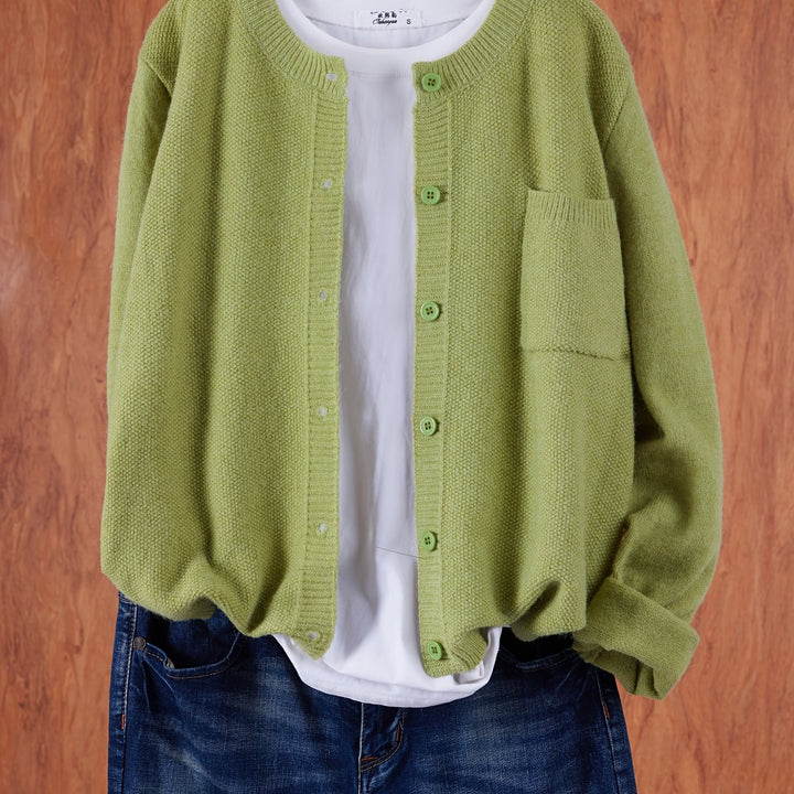 Anja – Lockerer Cardigan mit Knopfleiste & Taschen