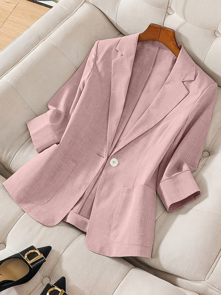 Letisha – Damen Leichter Beiger Blazer mit Reverskragen