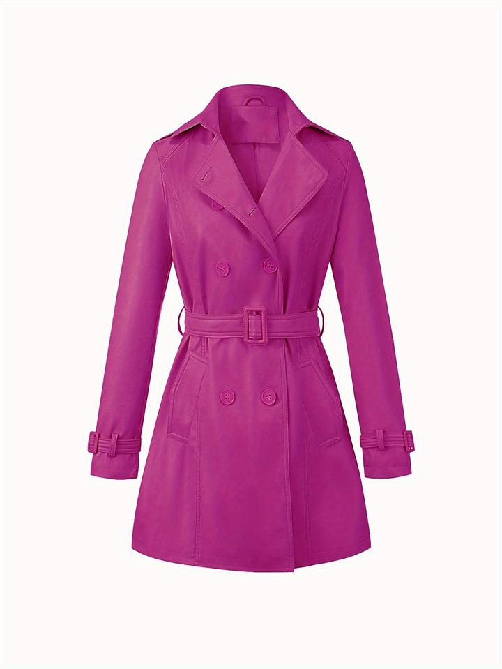 Faye – Eleganter Damen-Veganer Leder-Trenchcoat mit Gürtel