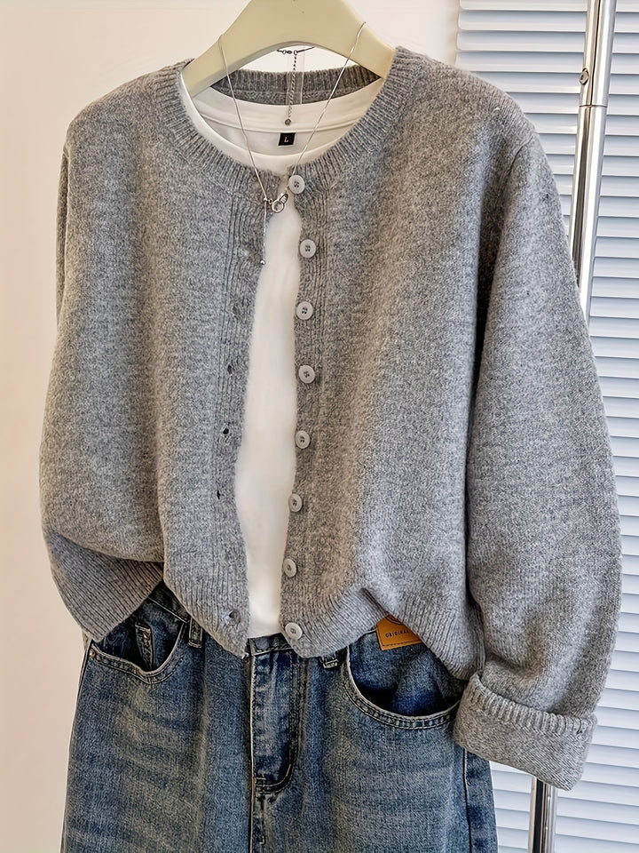 Beatriz – Damen Kurzcardigan mit Knopfleiste in Grau