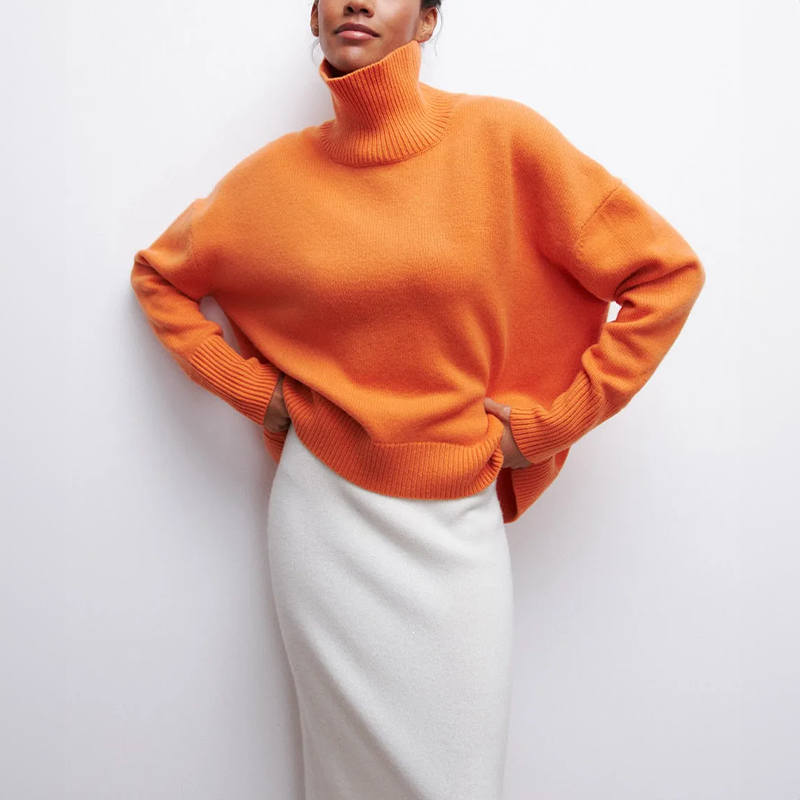 Damia | Gemütlicher schicker Rollkragenpullover in Kamel
