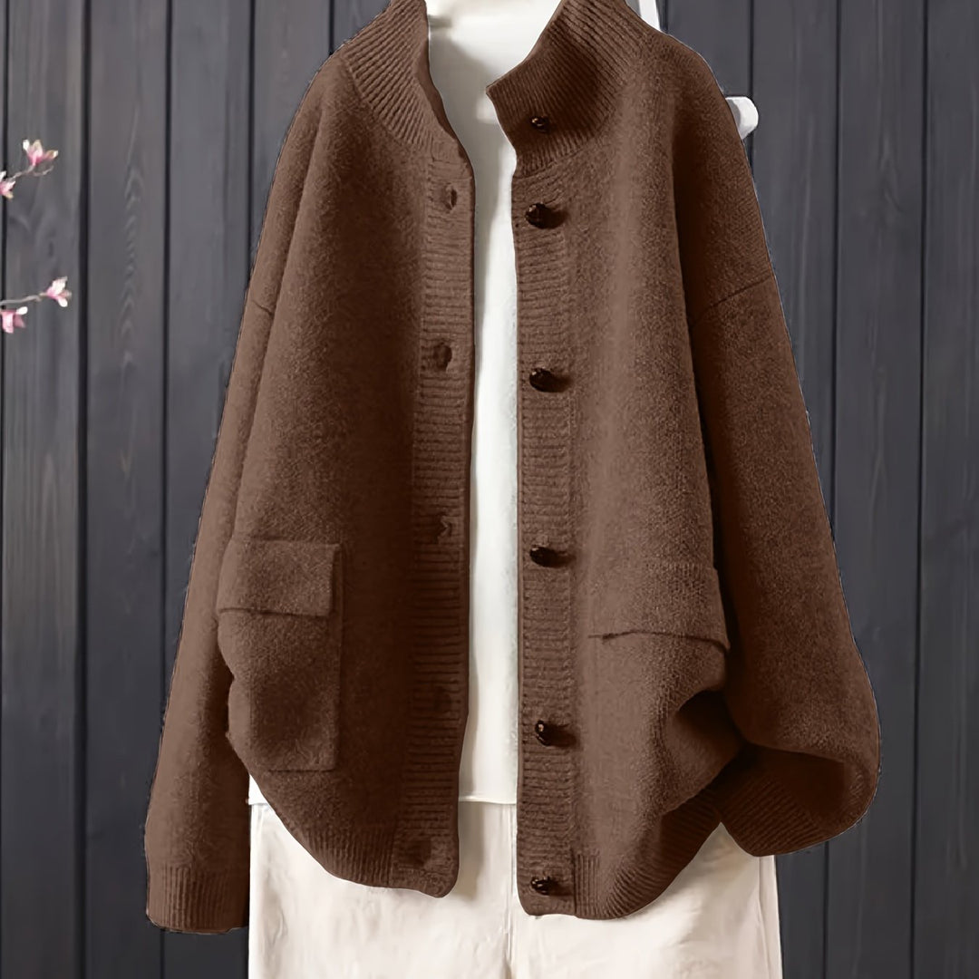 Arina – Damen Strickcardigan mit Knopfleiste und langen Ärmeln