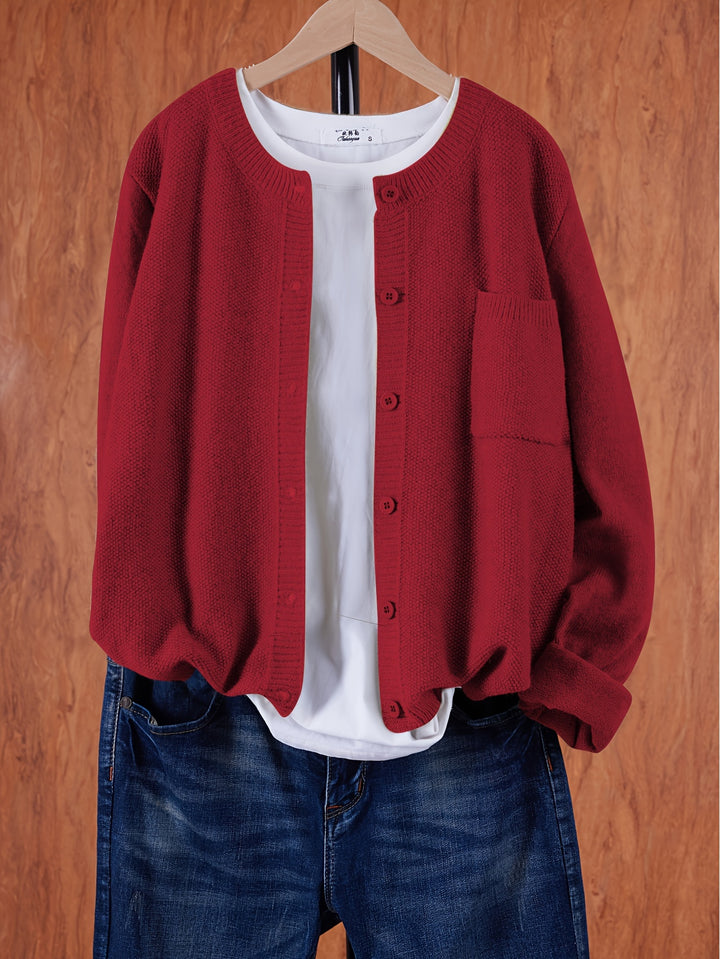 Anja – Lockerer Cardigan mit Knopfleiste & Taschen