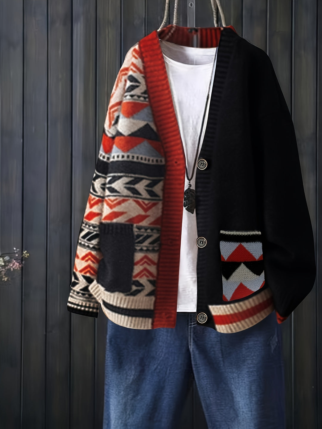 Viola – Stylischer V-Ausschnitt-Cardigan mit Muster