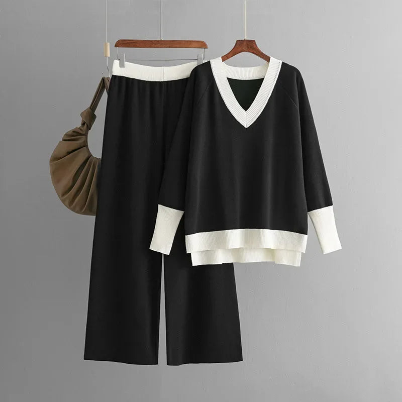 Tess | Stylisches Set aus langärmliger Strickbluse und Hose