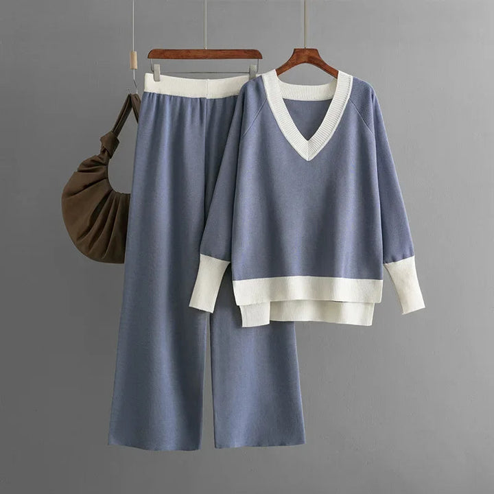 Tess | Stylisches Set aus langärmliger Strickbluse und Hose