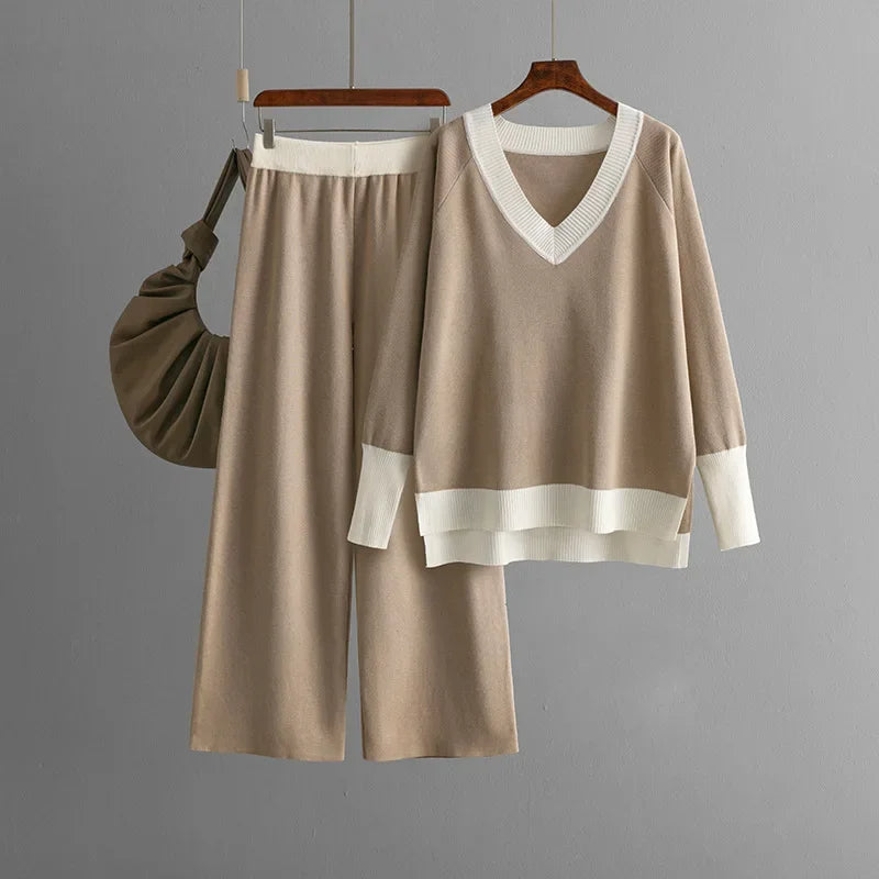 Tess | Stylisches Set aus langärmliger Strickbluse und Hose