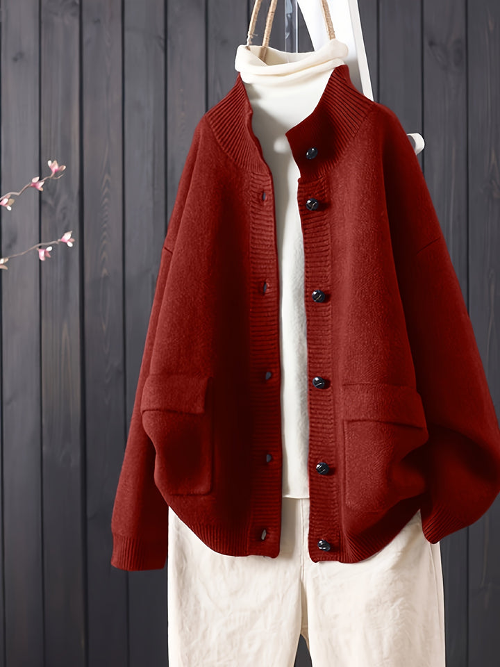 Arina – Damen Strickcardigan mit Knopfleiste und langen Ärmeln