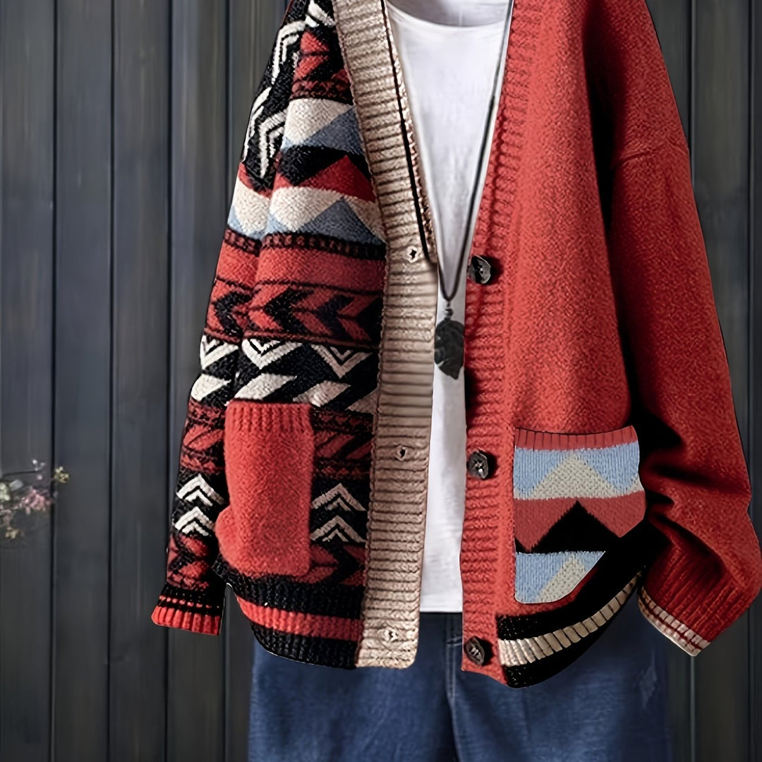Viola – Stylischer V-Ausschnitt-Cardigan mit Muster