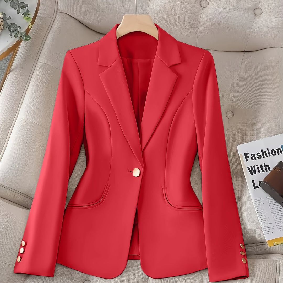 Cailin – einfarbige Damenjacke mit Knopfdetails und langen Ärmeln