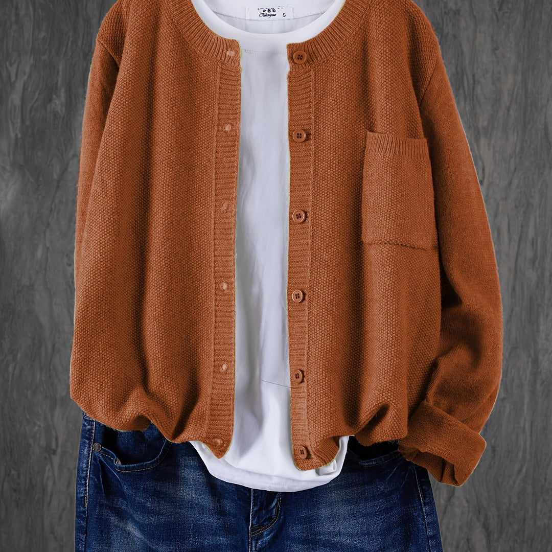 Anja – Lockerer Cardigan mit Knopfleiste & Taschen