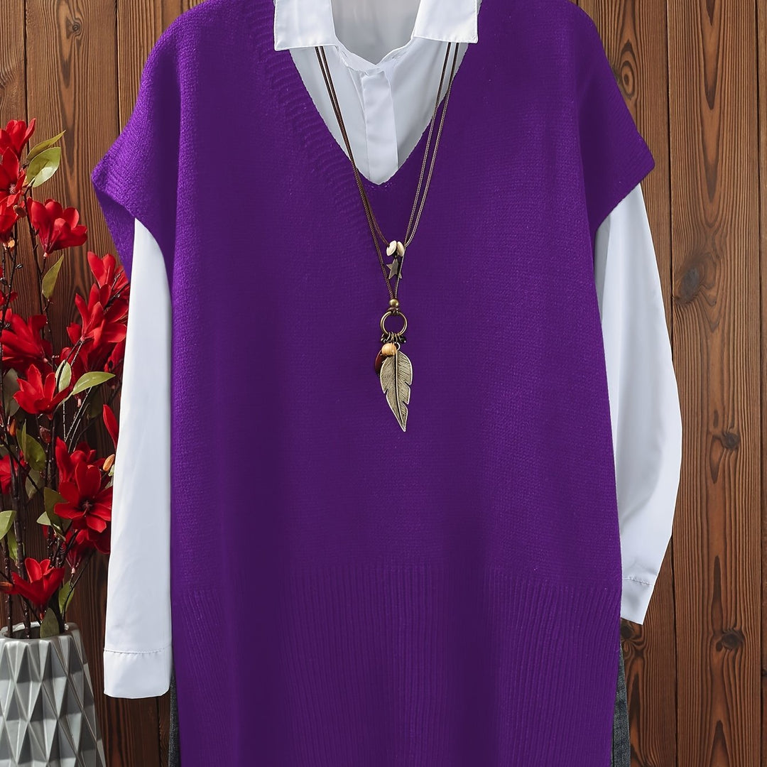 Eliana – Plus Size Top mit V-Ausschnitt & Schlitzsaum