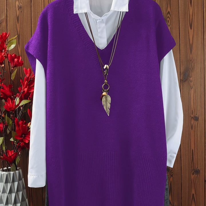 Eliana – Plus Size Top mit V-Ausschnitt & Schlitzsaum