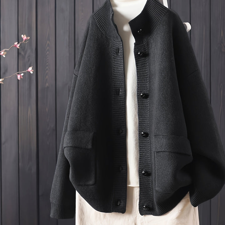 Arina – Damen Strickcardigan mit Knopfleiste und langen Ärmeln