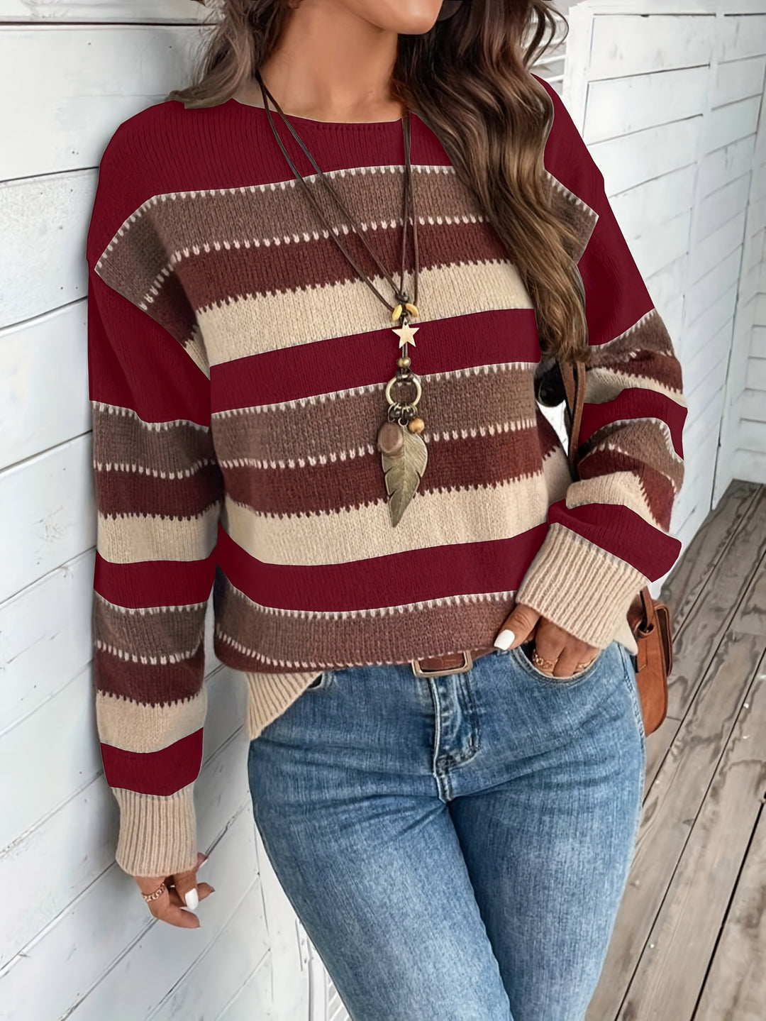 Luana | Farbblock Crew-Sweater mit Rundhalsausschnitt für Herbst & Winter
