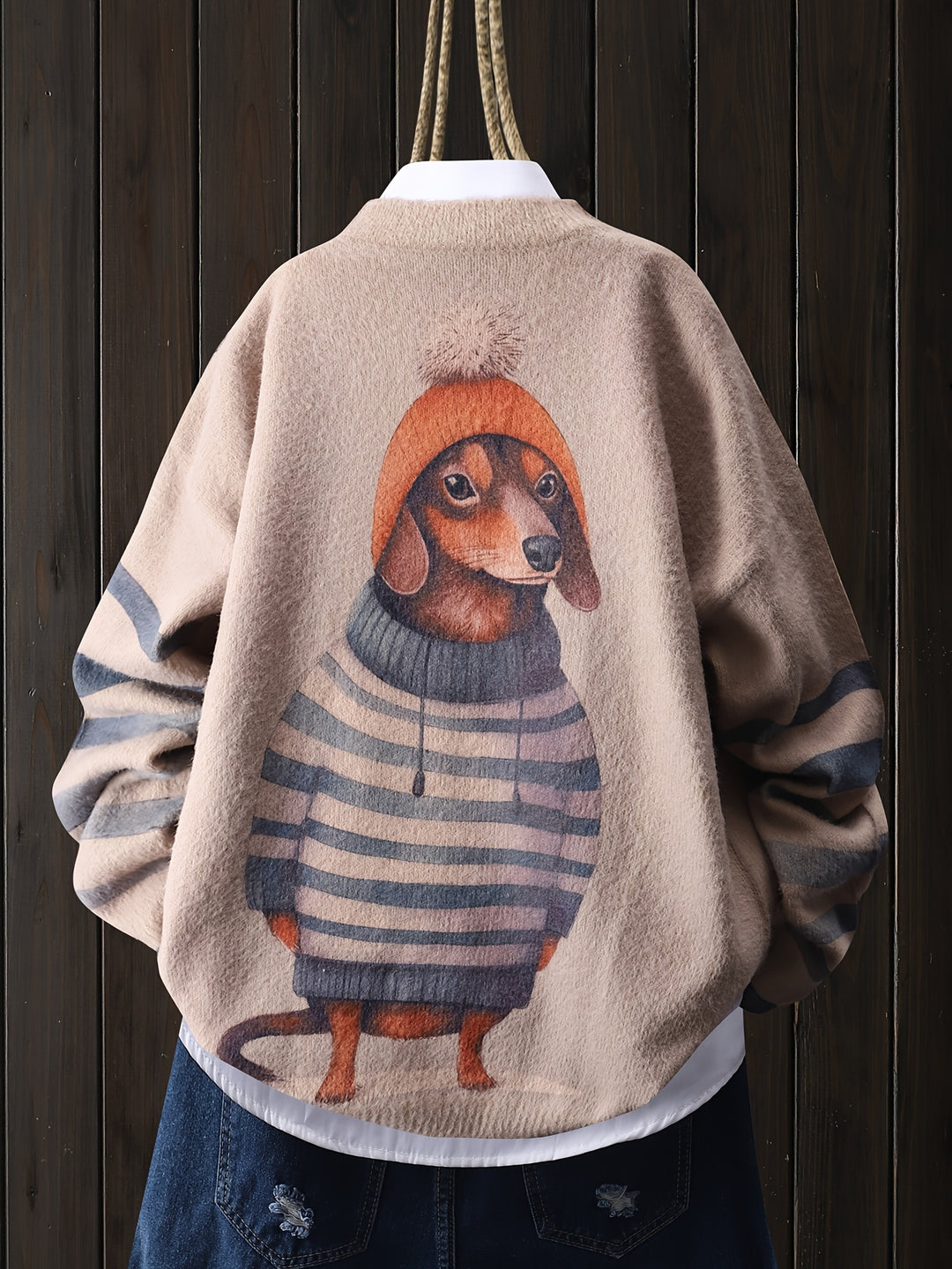 Fern – Valentinstag Pullover mit Cartoon-Hund für Damen