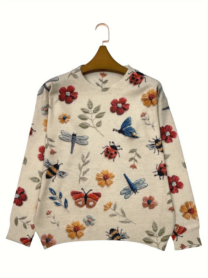Etta – Lässiger Pullover mit floraler Insektenoptik