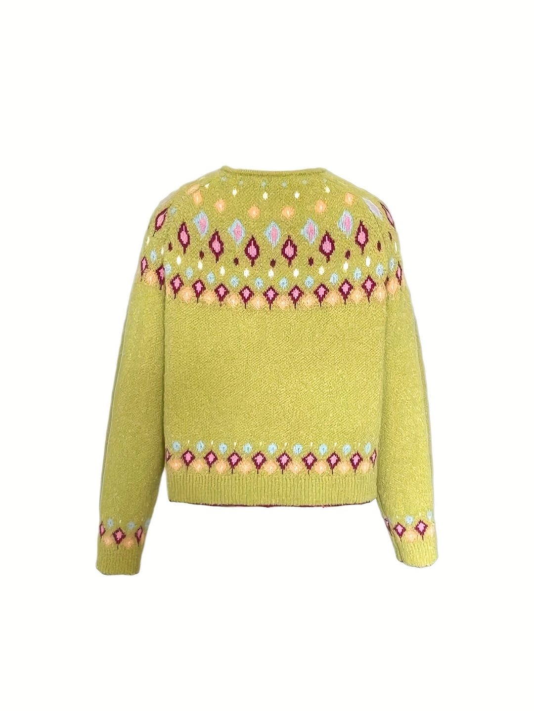 Geneva – Damen V-Ausschnitt-Cardigan mit geometrischem Fair-Isle-Muster