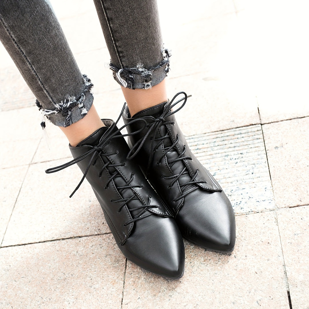 Damen Kitten Heel Ankle Boots, Mode Spitze Schnürschuhe, Vielseitige Jazz Tanzschuhe
