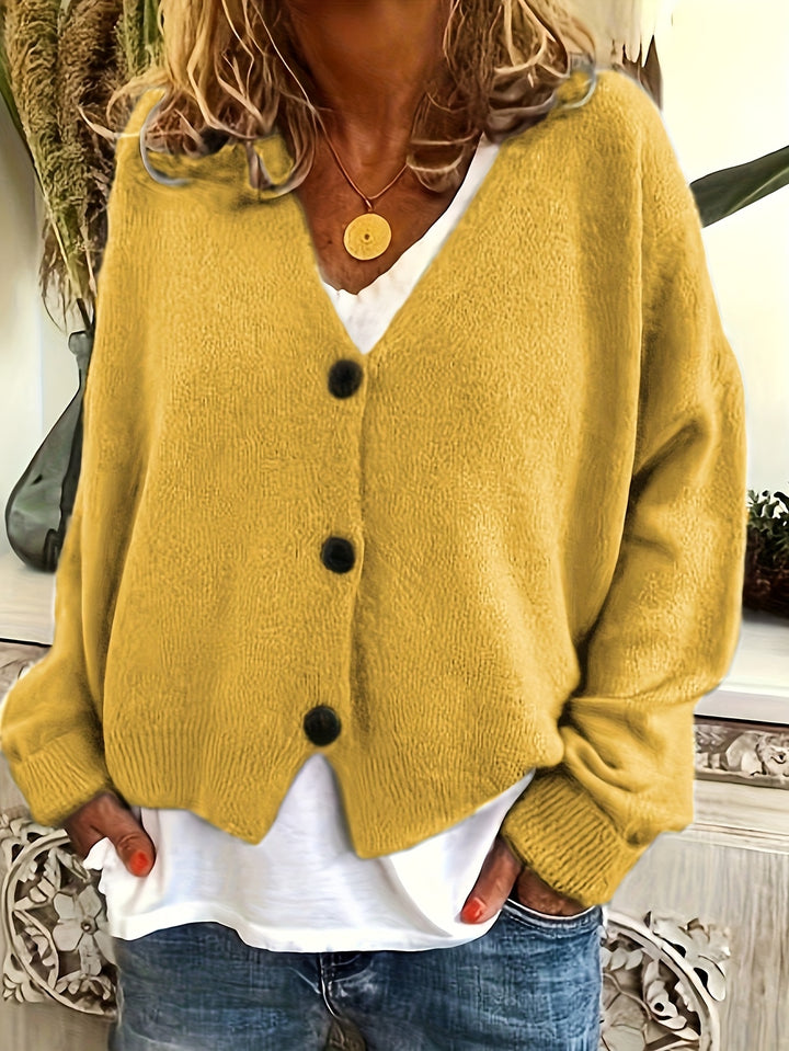 Sorel – Elegante Damen-V-Ausschnitt-Cardigan mit Knopfleiste