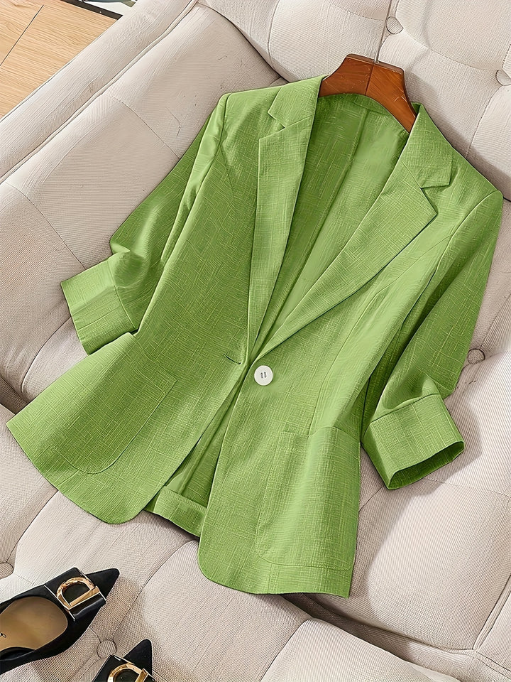 Letisha – Damen Leichter Beiger Blazer mit Reverskragen