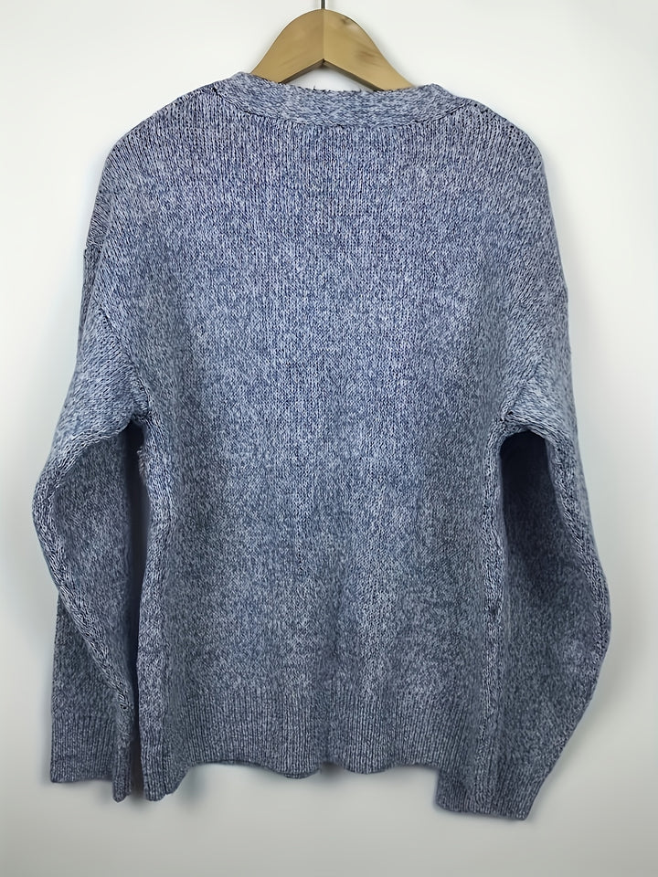 Malaya – Damen V-Ausschnitt-Cardigan mit Schafmuster und Knopfleiste