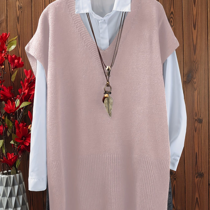 Eliana – Plus Size Top mit V-Ausschnitt & Schlitzsaum