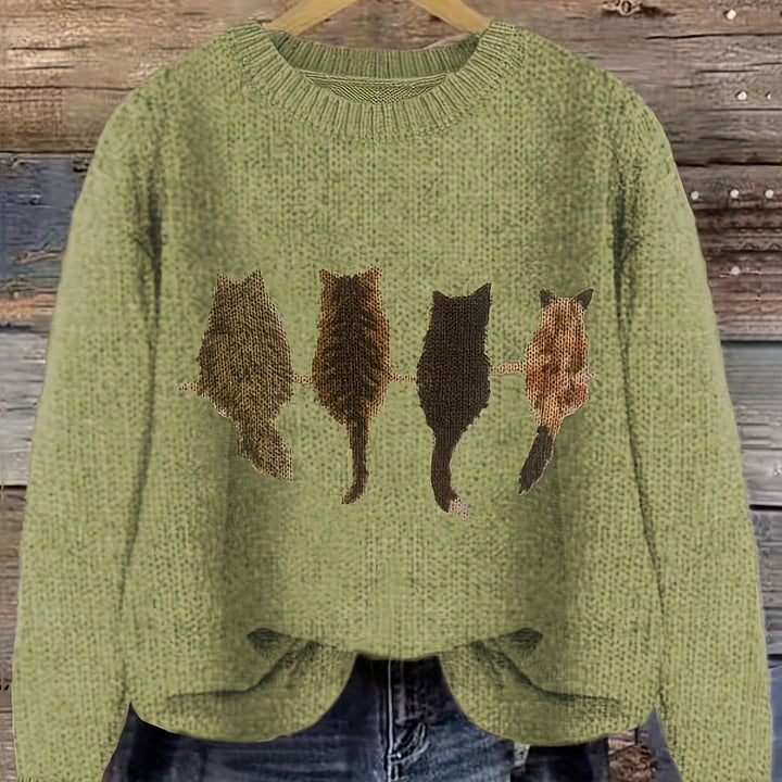 Ginny – Damen Pullover mit Katzen-Print