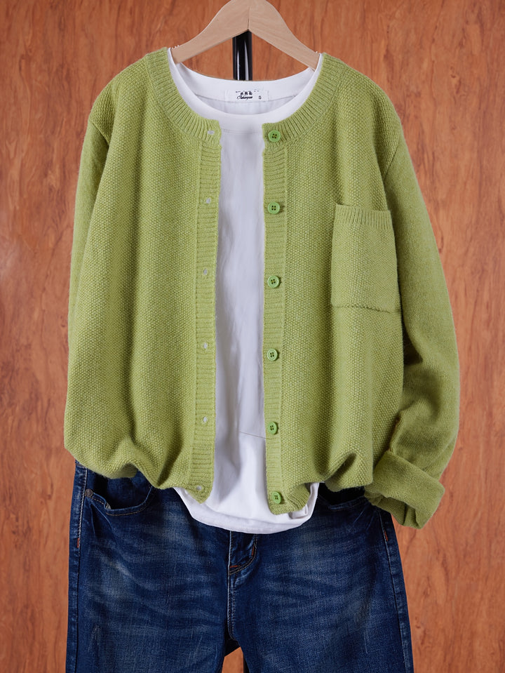 Anja – Lockerer Cardigan mit Knopfleiste & Taschen