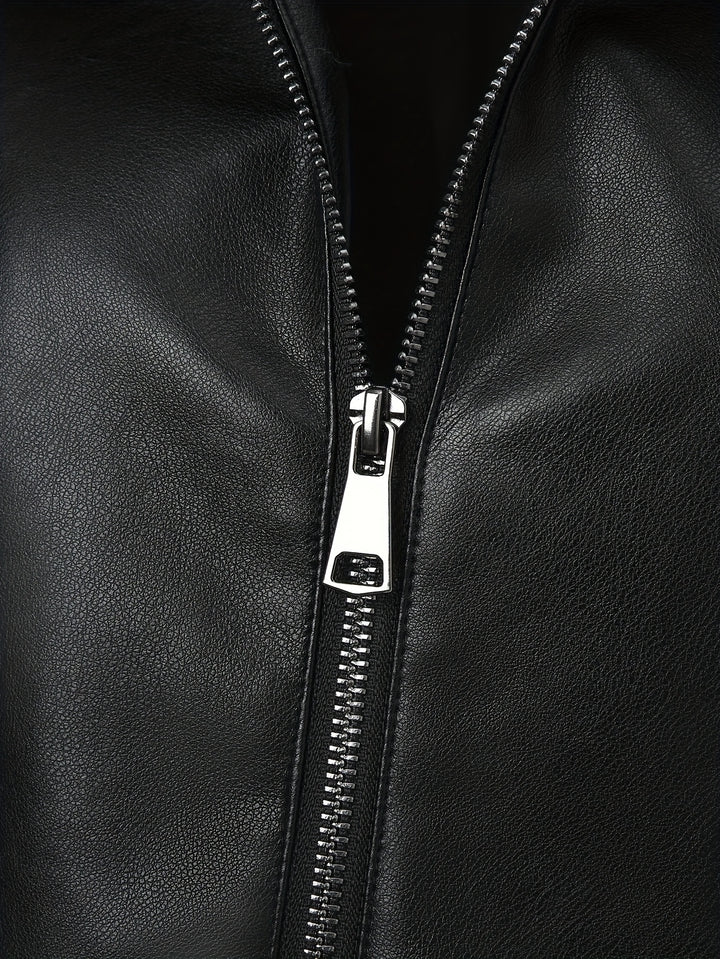Waverly – Lässige PU-Veganer Lederjacke mit quadratischem Ausschnitt & Taillengürtel