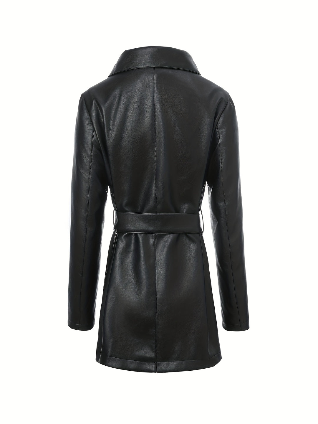 Waverly – Lässige PU-Veganer Lederjacke mit quadratischem Ausschnitt & Taillengürtel