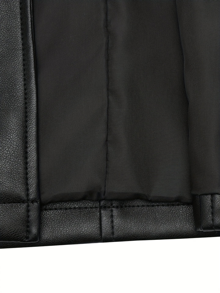 Atara – Eleganter PU-Veganer Ledermantel mit Revers & A-Linien-Schnitt