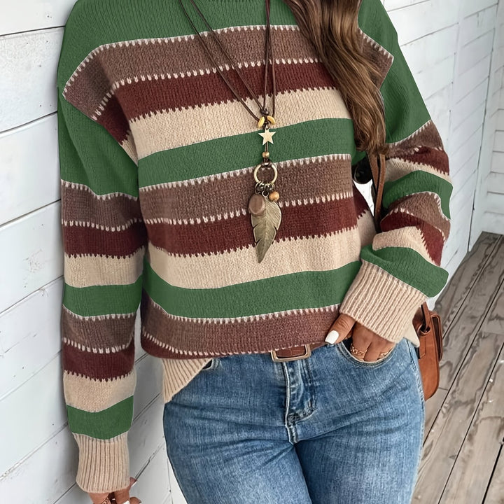 Luana | Farbblock Crew-Sweater mit Rundhalsausschnitt für Herbst & Winter