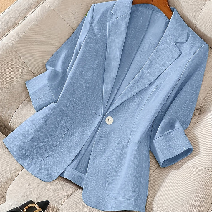 Letisha – Damen Leichter Beiger Blazer mit Reverskragen