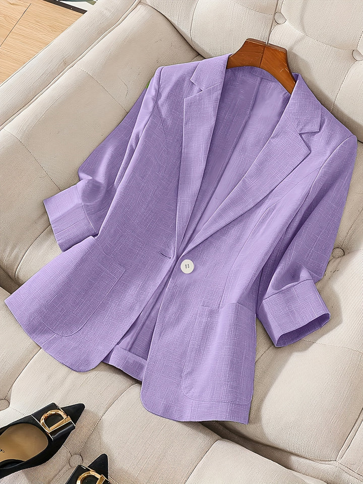 Letisha – Damen Leichter Beiger Blazer mit Reverskragen