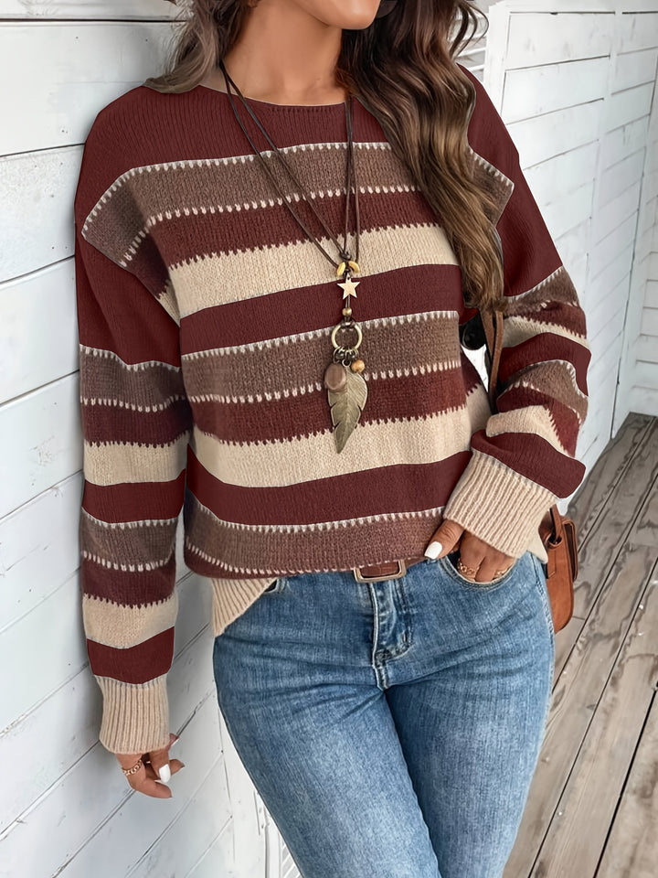 Luana | Farbblock Crew-Sweater mit Rundhalsausschnitt für Herbst & Winter