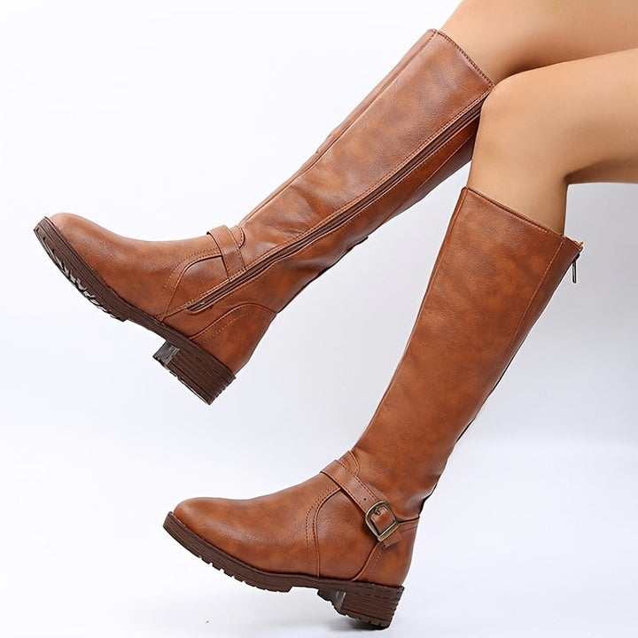 Kate – Lange Stiefel mit Schnalle und Reissverschluss (Ausverkauf 2024)