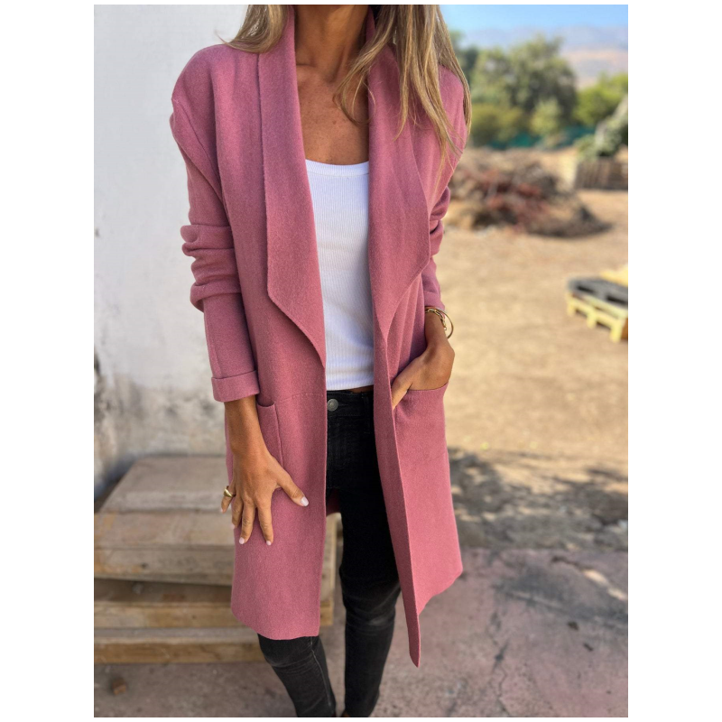 Leonie – Lässiger Frühherbst-Cardigan mit Reverskragen & offener Front