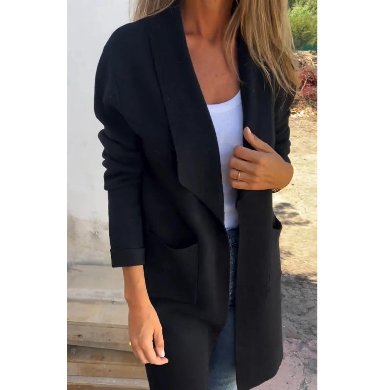 Leonie – Lässiger Frühherbst-Cardigan mit Reverskragen & offener Front